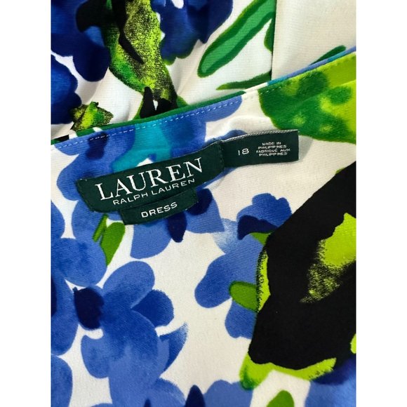 Ralph Lauren Womens Floral Dress 18 XL Blue Floral - Picture 8 of 9